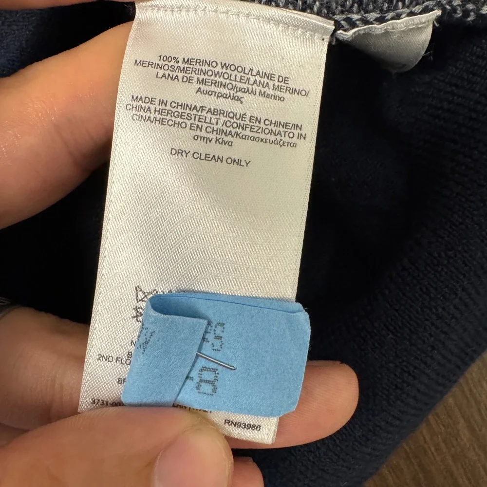 Brooks Brothers Extra Fine Merino Wool Quarter Zip Sweater Vest Navy Gray Mens L